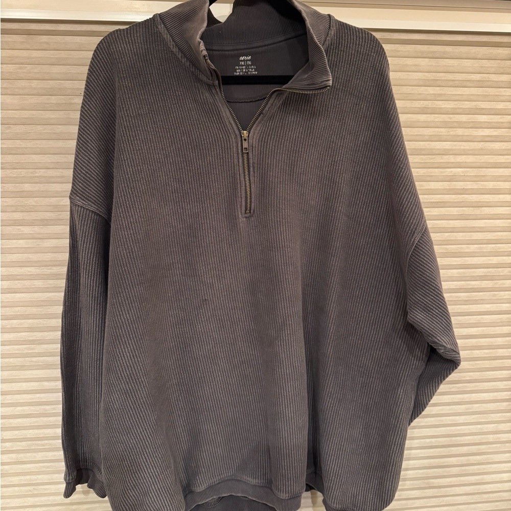 Aerie Charcoal Zip-Up Sweater